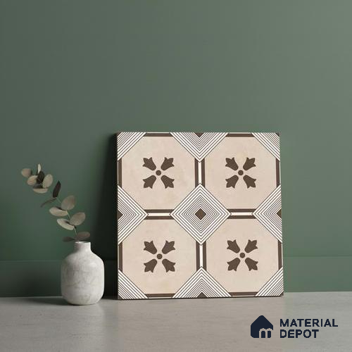 Wall & Floor Tile TL 10039 | CRV-94 | 1 ft x 1 ft  Finish Ceramic Tile - 10 mm | Suitable for Living Room, Bedroom, Bathroom & Kitchen | Please Expect a Slight Variation of Pattern