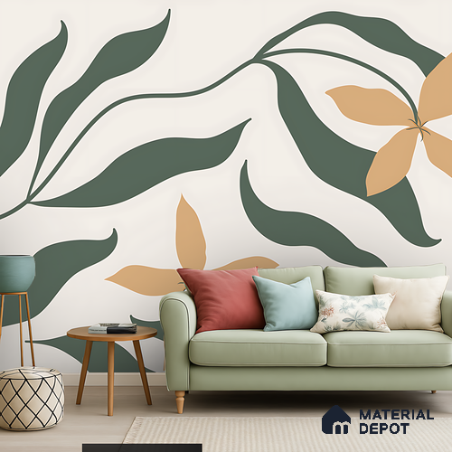 Soft Leaf Bloom Pattern | WP 04124 B Non Woven Matte Finish Florals Style Premium Customized size Wallpaper | 150 GSM WP01MTF Paper | (MOQ = 30 Sq. Ft.)