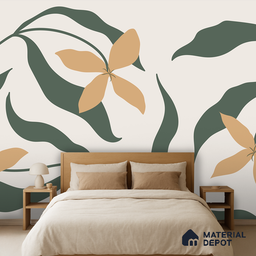 Soft Leaf Bloom Pattern | WP 04124 B Non Woven Matte Finish Florals Style Premium Customized size Wallpaper | 150 GSM WP01MTF Paper | (MOQ = 30 Sq. Ft.)