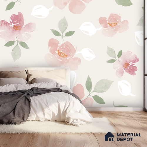 Blush Garden Subtle Beige Botanical Leaf Print | WP 04130 B Non Woven Matte Finish Florals Style Premium Customized size Wallpaper | 150 GSM WP01MTF Paper | (MOQ = 30 Sq. Ft.)