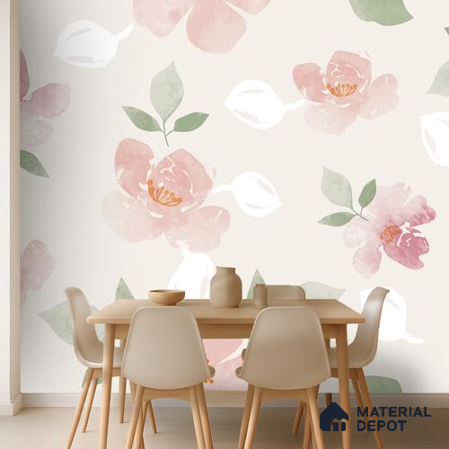 Blush Garden Subtle Beige Botanical Leaf Print | WP 04130 Canvas Texture Finish Florals Style luxurious Customized size Wallpaper | 250 GSM WP01CNF Paper | (MOQ = 30 Sq. Ft.)