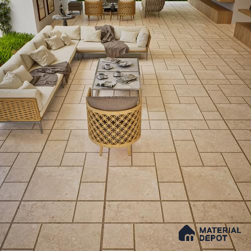 Stone Wall & Floor Tile TL 07201 Mustang Beige 2 ft x 4 ft Vitrified Matte Finish - 9 mm | Suitable For Living Room, Bedroom, Dining Area