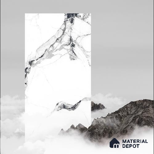 Budget Friendly Marble Floor & Wall Tile Value For Money TL 05595 Grey Belleza 4 ft x 2 ft - Vitrified Glossy Finish -9 mm | 4 Random Design | Suitable for Living Room, Bedroom & Bathroom