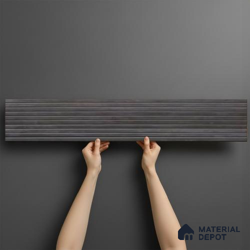 Cement Look Floor Tile TL 06578 Ipe Out Black 35 Inch x 6 Inch Vitrified Matte Finish - 9 mm