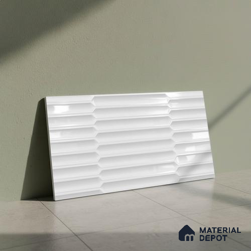 Faux Subway Wall Tile TL 06508 B  White 1808 24 inch x 12 inch Ceramic Glossy Finish - 8 mm | Suitable for Accent / Feature Walls, Bathroom, Kitchen Wall & Backsplashes | Please Expect a Slight Variation of Pattern
