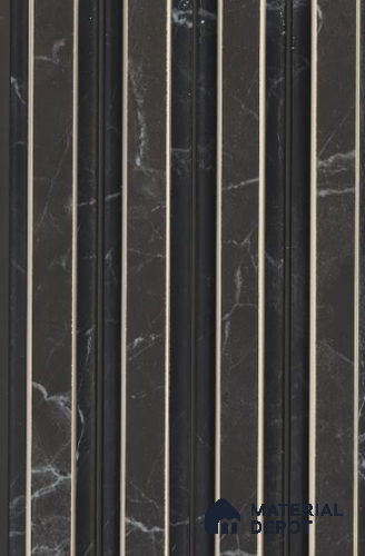 Obsidian Marble Marble Louver PN 02716 L 9.5 ft x 4.6 inch Charcoal Panel - 10 mm | Suitable for Feature Wall, TV Unit & Living Room | Width is Subjected to 5% Variation