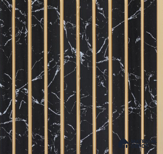 Black Marble Marble Louver PN 02727 O 9.5 ft x 12 inch Charcoal Panel - 8 mm | Suitable for Feature Wall, TV Unit & Living Room | Width is Subjected to 5% Variation