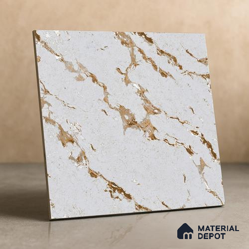 TL 02265 B Beige & White 2 ft x 2 ft Matte Finish Carving Vitrified Floor & Wall Tile - 9.5 mm