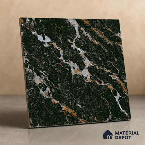 TL 02265 Jet Black 2 ft x 2 ft Matte Finish Carving Vitrified Floor & Wall Tile - 9.5 mm