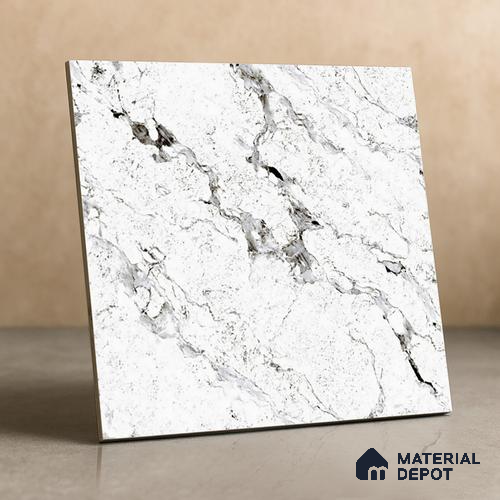 TL 02265 C White 2 ft x 2 ft Matte Finish Carving Vitrified Floor & Wall Tile - 9.5 mm
