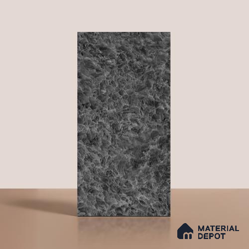 Marble Floor & Wall Tile TL 08539 | Crystal Black 4 ft x 2 ft Sugar Matte Finish Porcelain Tile - 9 mm | 4 Random Design | Suitable for Living Room, Bedroom, Bathroom & Kitchen