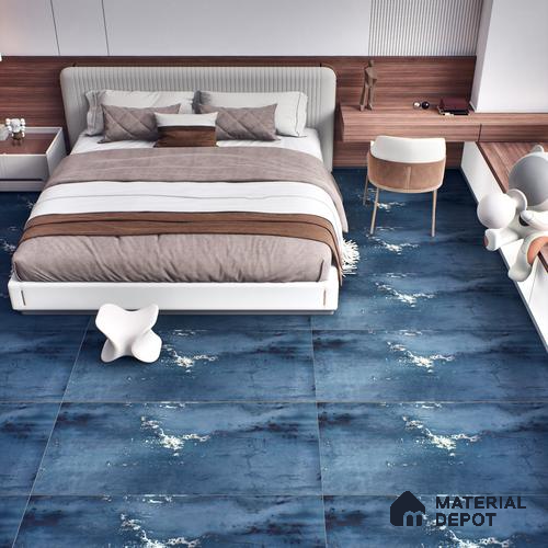 Metallic Floor & Wall Tile TL 06495 B Ferro Cobalt 4 ft x 2 ft Vitrified Matte Finish - 9 mm | Suitable for Living Room, Bedroom, Kitchen & Bathroom