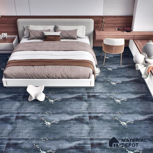 Metallic Floor & Wall Tile TL 06495 Ferro Black 4 ft x 2 ft Vitrified Matte Finish - 9 mm | Suitable for Living Room, Bedroom, Kitchen & Bathroom
