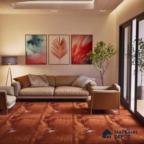 Metallic Floor & Wall Tile TL 06495 C Ferro Oxide 4 ft x 2 ft Vitrified Matte Finish - 9 mm | Suitable for Living Room, Bedroom, Kitchen & Bathroom