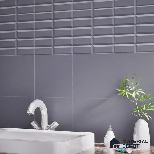 Faux Subway Wall Tile TL 04920 J Estilo Retro Brick Urban Charcoal 1 ft x 1 ft Ceramic Matte Finish - 9 mm | Suitable for Highlighter Walls, Foyer, Bathroom, Kitchen Wall & Backsplashes | Please Expect a Slight Variation of Pattern