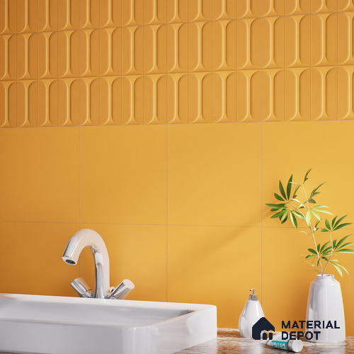 Faux Subway Wall Tile TL 04920 L Estilo Retro Capsule 2 Orange Ornato 1 ft x 1 ft Ceramic Matte Finish - 9 mm | Suitable for Highlighter Walls, Foyer, Bathroom, Kitchen Wall & Backsplashes | Please Expect a Slight Variation of Pattern