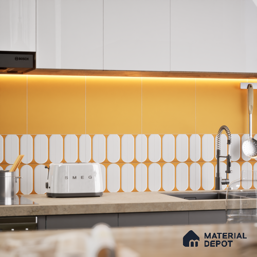 Plain Pastel Wall & Floor Tile TL 04920 M Estilo Retro Plain Orange Ornato 1 ft x 1 ft Ceramic Matte Finish - 9 mm | Suitable for Living Room, Dining, Bedroom, Foyer, Patio