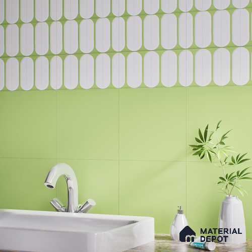 Faux Subway Wall Tile TL 04920 O Estilo Retro Capsule 1 Olive Green 1 ft x 1 ft Ceramic Matte Finish - 9 mm | Suitable for Highlighter Walls, Foyer, Bathroom, Kitchen Wall & Backsplashes | Please Expect a Slight Variation of Pattern