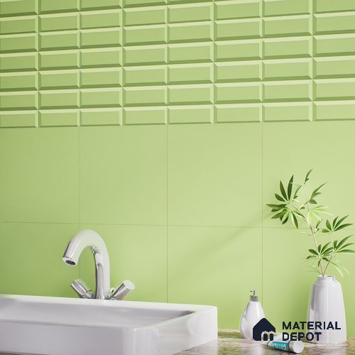 Faux Subway Wall Tile TL 04920 R Estilo Retro Brick Olive Green 1 ft x 1 ft Ceramic Matte Finish - 9 mm | Suitable for Highlighter Walls, Foyer, Bathroom, Kitchen Wall & Backsplashes | Please Expect a Slight Variation of Pattern