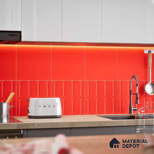 Faux Subway Wall Tile TL 04920 T Estilo Retro Capsule 1 Selenium Red 1 ft x 1 ft Ceramic Matte Finish - 9 mm | Suitable for Highlighter Walls, Foyer, Bathroom, Kitchen Wall & Backsplashes | Please Expect a Slight Variation of Pattern