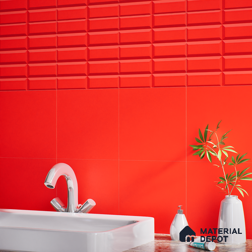 Faux Subway Wall Tile TL 04920 U Estilo Retro Brick Selenium Red 1 ft x 1 ft Ceramic Matte Finish - 9 mm | Suitable for Highlighter Walls, Foyer, Bathroom, Kitchen Wall & Backsplashes | Please Expect a Slight Variation of Pattern