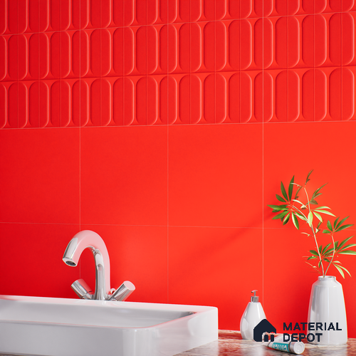 Plain Pastel Wall & Floor Tile TL 04920 V Estilo Retro Plain Selenium Red 1 ft x 1 ft Ceramic Matte Finish - 9 mm | Suitable for Living Room, Dining, Bedroom, Foyer, Patio