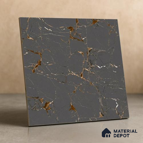 TL 02263 Shadow Black 2 ft x 2 ft Matte Finish Carving Vitrified Floor & Wall Tile - 9.5 mm