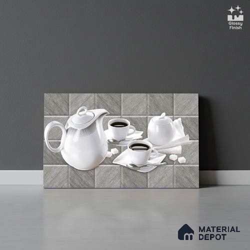 TL 01943 B Ash Grey & White Highlighter 1 18 x 12 inch Glossy Finish Ceramic Wall Tile - 6 mm