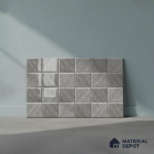 TL 01943 D Porpoise Grey Dark 18 x 12 inch Glossy Finish Ceramic Wall Tile - 6 mm