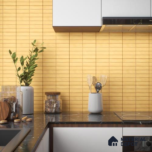 Faux Subway Wall Tile TL 04392 E Blash Plain Orange 1 ft x 1 ft Matte Finish Ceramic Tile - 9 mm | Suitable For Kitchen, Bathroom, Dining Area | Please Expect a Slight Variation of Pattern