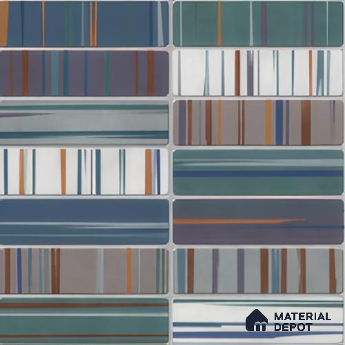 Faux Subway Wall Tile TL 04392 F Blash Fibre Blue 1 ft x 1 ft Matte Finish Ceramic Tile - 9 mm | Suitable For Kitchen, Bathroom, Dining Area | Please Expect a Slight Variation of Pattern