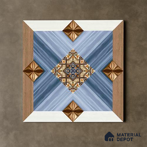 TL 00451 Blue & Brown 2 ft x 2 ft Matte Finish Digital Porcelain Floor & Wall Tile - 9.5 mm | Please Expect a Slight Variation of Pattern