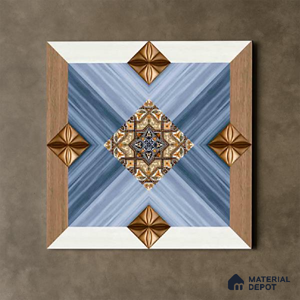 TL 00451 Blue & Brown 2 ft x 2 ft Matte Finish Digital Porcelain Floor & Wall Tile - 9.5 mm | Please Expect a Slight Variation of Pattern