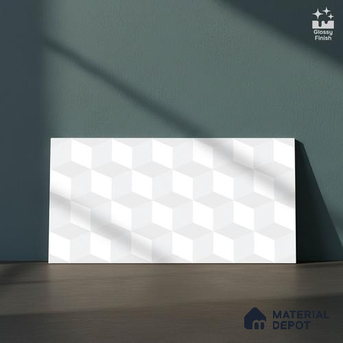 Patterned Wall Tile TL 06512 B  SR BL 4041 Highlighter 2 24 inch x 12 inch Ceramic Glossy Finish - 8 mm | Suitable for Accent / Feature Walls, Bathroom, Kitchen Wall & Backsplashes