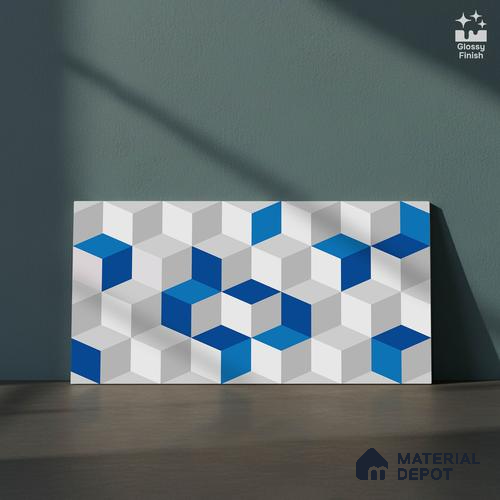 3D Wall Tile TL 06512  SR BL 4041 Highlighter 1 24 inch x 12 inch Ceramic Glossy Finish - 8 mm | Suitable for Accent / Feature Walls, Bathroom, Kitchen Wall & Backsplashes