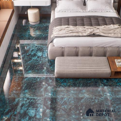 Marble Look Wall Tile TL 06633 Labradorite Jade 4 ft x 2 ft Vitrified High Gloss Finish - 9 mm | (Random 8) | Suitable for Living Room, Bedroom, Bathroom, Kitchen, Office, Elevation & Dining