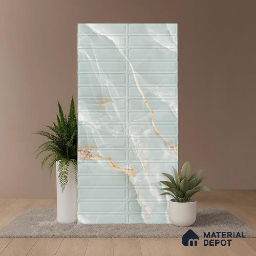 Faux Subway Wall Tile TL 08534 B | Subway Gress Aqua 4 ft x 2 ft Dazel Punch Sugar Matte Finish Porcelain Tile - 9 mm | 3 Random Design | Suitable for Kitchen, Bathroom & Dining Area