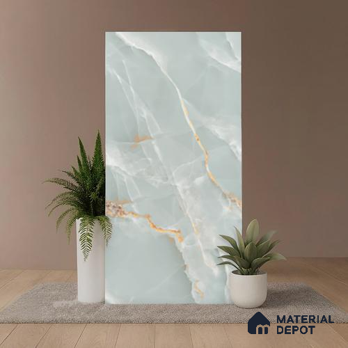 Marble Floor & Wall Tile TL 08534 | Gress Aqua 4 ft x 2 ft Sugar Matte Finish Porcelain Tile - 9 mm | 3 Random Design | Suitable for Living Room, Bedroom, Bathroom & Kitchen