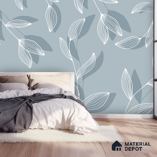 Soft Sky Botanica Spring Garden View | WP 04142 Canvas Texture Finish Tropical Style luxurious Customized size Wallpaper | 250 GSM WP01CNF Paper | (MOQ = 30 Sq. Ft.)