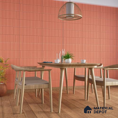 TL 00696 B Brick Blush Series Pattern 2 Red Matte Finish 4 ft x 2 ft Full Body Vitrified Tile - 9 mm