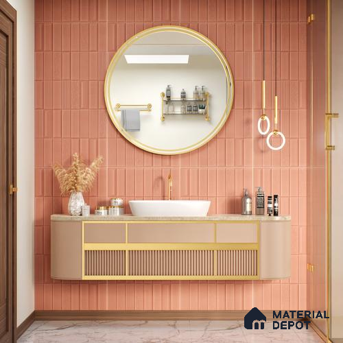 TL 00696 C Brick Blush Series Pattern 1 Red Matte Finish 4 ft x 2 ft Full Body Vitrified Tile - 9 mm