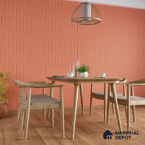 TL 00696 C Brick Blush Series Pattern 1 Red Matte Finish 4 ft x 2 ft Full Body Vitrified Tile - 9 mm