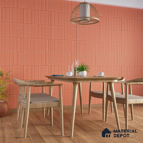 TL 00696 F Brick Blush Series Pattern 5 Red Chrome Finish 4 ft x 2 ft Full Body Vitrified Tile - 9 mm
