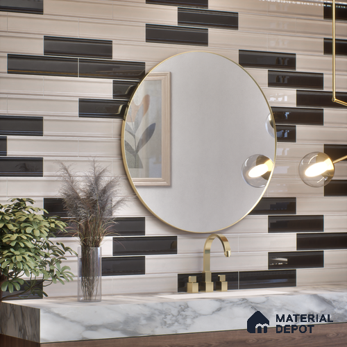 Subway Wall Tile TL 04962 E Reflectos Silver Montana 12 x 3 inch Ceramic Glossy Finish - 6.5 mm | Suitable for Highlighter Walls, Foyer, Bathroom, Kitchen Wall & Backsplashes