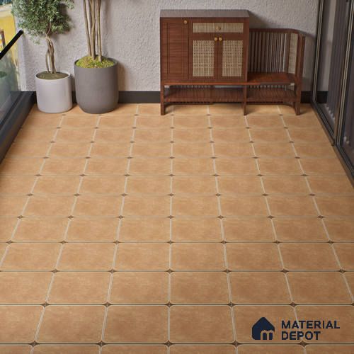 Budget Friendly Plain Look Value for Money Parking Brown Floor Tile 16 x 16 inch | TL 00600 | Vitrified Matte Finish Tile - 12 mm | Suitable For Parking, Outdoor, Balcony & Terrace | Pattern Alignment May Vary | 2-3 mm Spacer is Mandatory