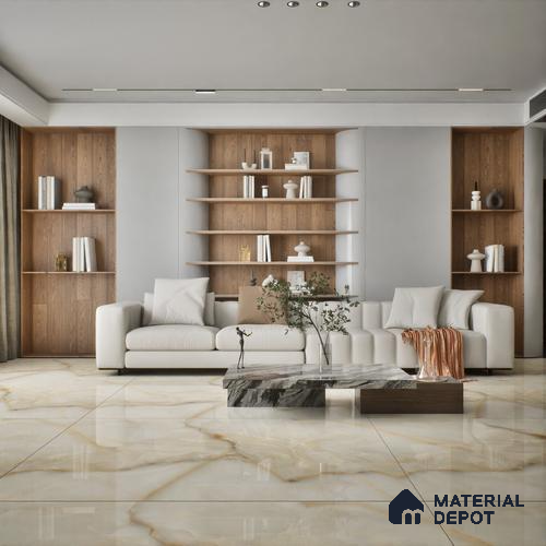 TL 00353 Brown 6 ft x 4 ft Glossy Finish Endless Vitrified Wall & Floor Tile - 9 mm | Adhesive and Spacers Must be Used During Installation