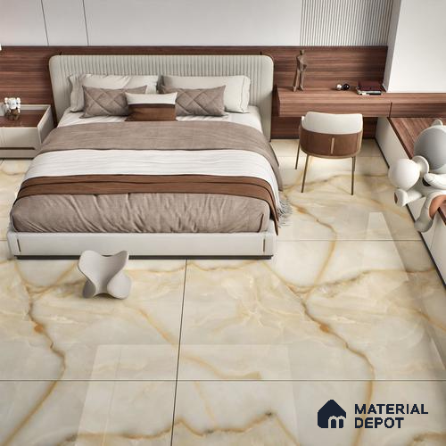 TL 00353 Brown 6 ft x 4 ft Glossy Finish Endless Vitrified Wall & Floor Tile - 9 mm | Adhesive and Spacers Must be Used During Installation