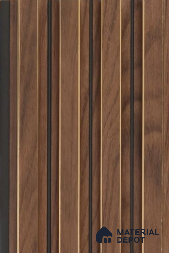 Walnut Brown Wooden Louver PN 02716 8 ft x 4.6 inch Charcoal Panel - 10 mm | Suitable for Feature Wall, TV Unit & Living Room | Width is Subjected to 5% Variation