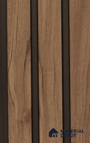 Warm Brown Wooden Louver PN 02718 D 8 ft x 4.7 inch Charcoal Panel - 12 mm | Suitable for Feature Wall, TV Unit & Living Room | Width is Subjected to 5% Variation