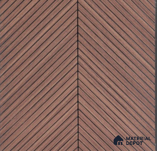 Rustic Chevron Wooden Louver PN 02724 G 9.5 ft x 12 inch Charcoal Panel - 5 mm | Suitable for Feature Wall, TV Unit & Living Room | Width is Subjected to 5% Variation